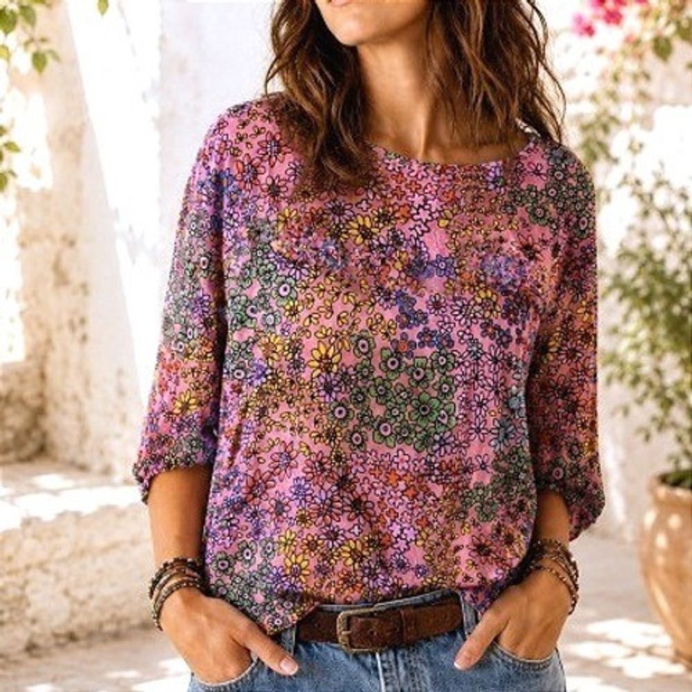 Sonia by Sonia Rykiel Pink Multicolor Floral Boho Artist Girlcore Tunic 42 / 10